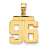 Medium Polished Number 96 Charm Pendant in Real 14k Yellow Gold