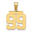 Medium Polished Number 99 Charm Pendant in Real 14k Yellow Gold