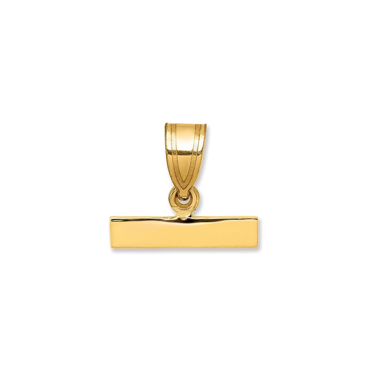 14k Yellow Gold Bar Pendant, Minimalist Polished Rectangle Charm, Custom Engraving Option