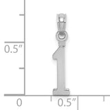 14k White Gold Number One Pendant, Polished Finish, Achievement Charm for Women or Unisex Wear