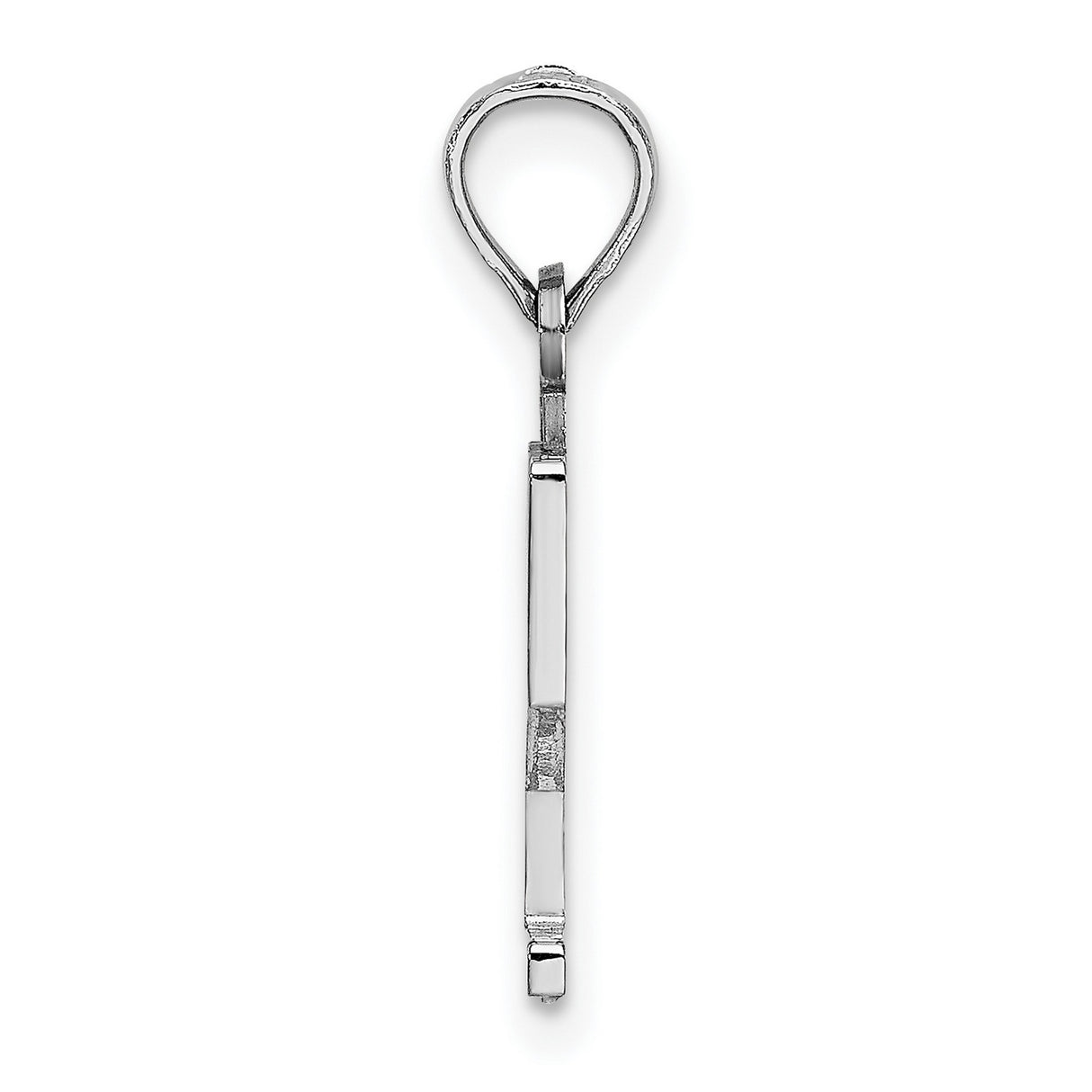 14k White Gold Number 2 Pendant Charm, Minimalist Numeric Symbol for Men or Women