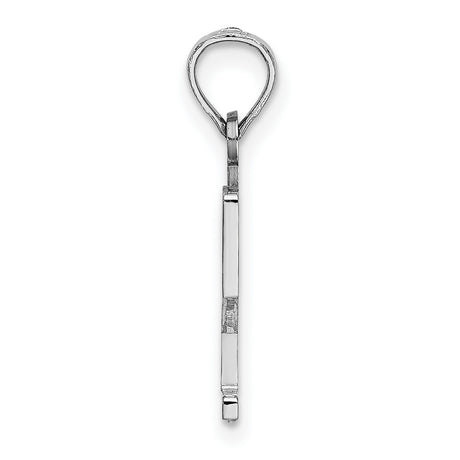 14k White Gold Number 2 Pendant Charm, Minimalist Numeric Symbol for Men or Women