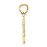 14k Yellow Gold Number Four Pendant with Integrated Cross, Christian Religious Charm