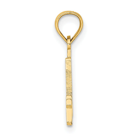 14k Yellow Gold Number Four Pendant with Integrated Cross, Christian Religious Charm