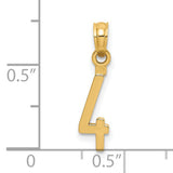 14k Yellow Gold Number Four Pendant with Integrated Cross, Christian Religious Charm