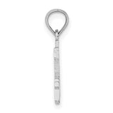 14k White Gold Number 4 Pendant Charm with Polished Finish and Subtle Cross Detail