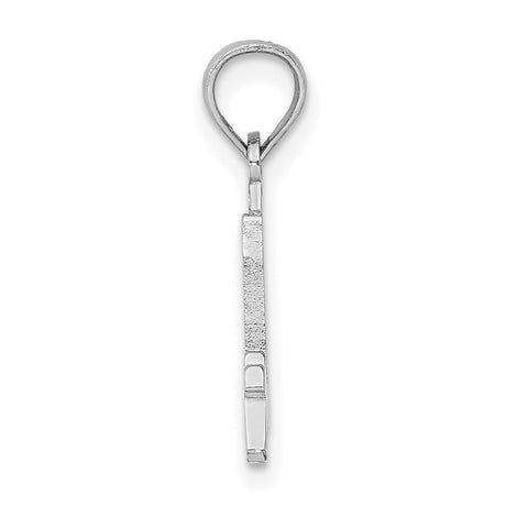14k White Gold Number 4 Pendant Charm with Polished Finish and Subtle Cross Detail