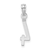 14k White Gold Number 4 Pendant Charm with Polished Finish and Subtle Cross Detail