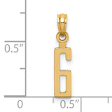 14k Yellow Gold Number 6 Pendant Charm, Modern Block Design for Women or Unisex Wear