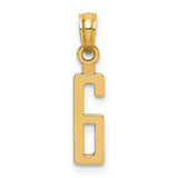 14k Yellow Gold Number 6 Pendant Charm, Modern Block Design for Women or Unisex Wear