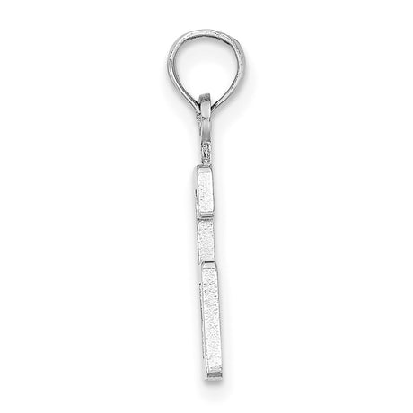 14k White Gold Number 6 Pendant Charm, Modern Block Style Numeric Design