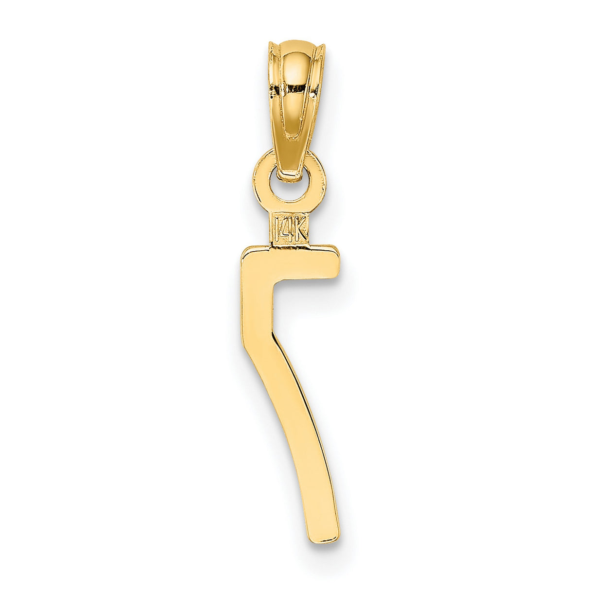 14k Yellow Gold Number Seven Pendant, Polished Charm with Spiritual and Lucky Symbolism