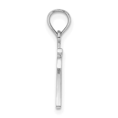 14k White Gold Number 7 Pendant, Polished Lucky Numerology Charm for Women and Unisex Use