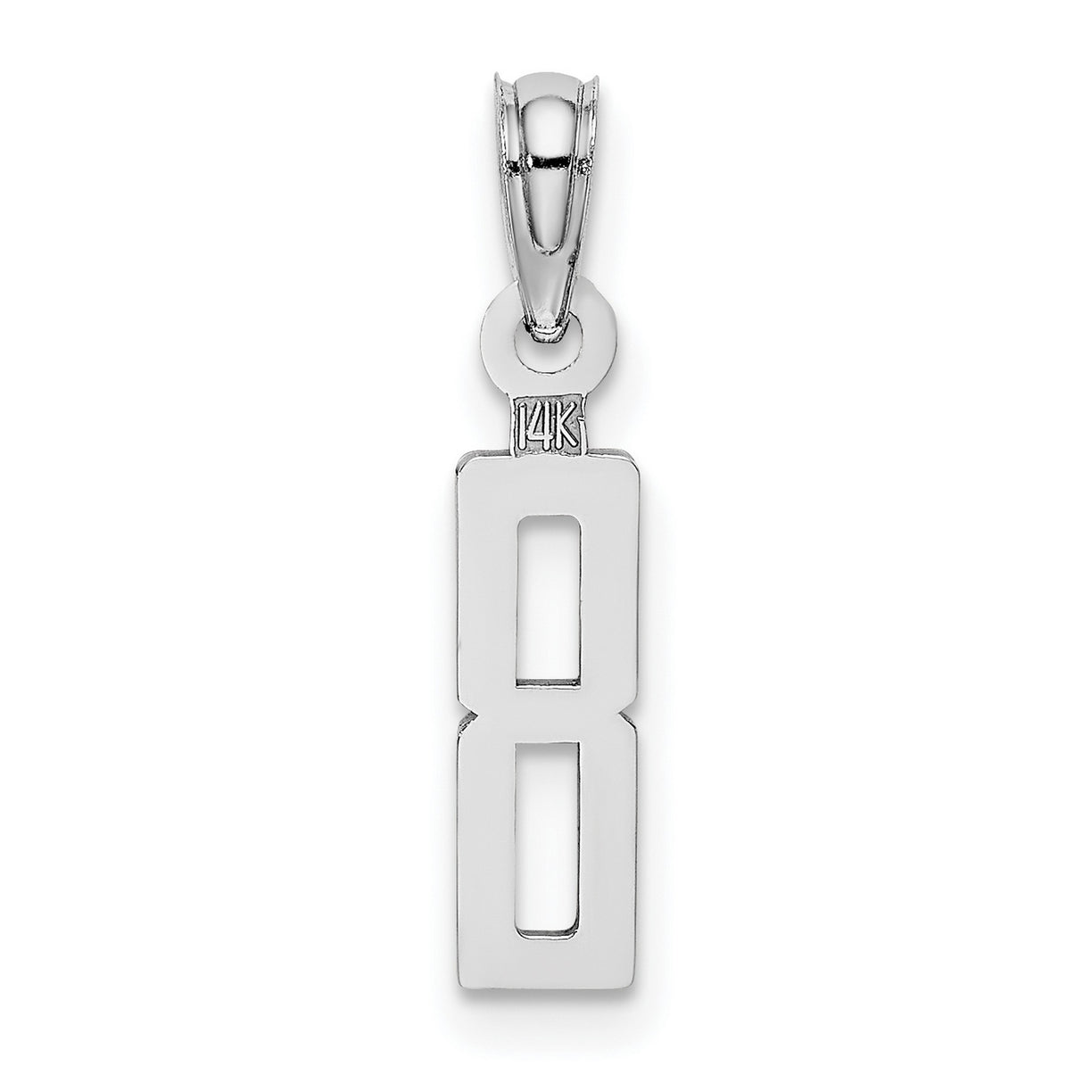 14k White Gold Number 8 Pendant, Open Infinity Symbol, Minimalist Charm for Women or Men