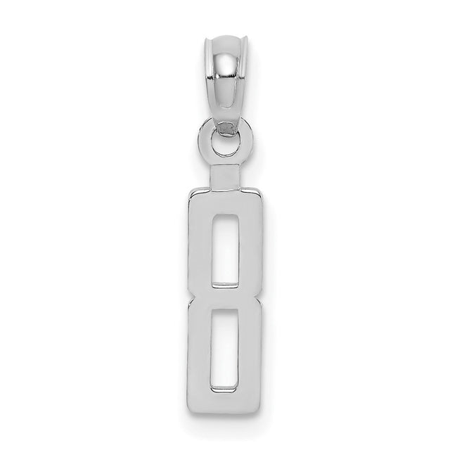 14k White Gold Number 8 Pendant, Open Infinity Symbol, Minimalist Charm for Women or Men