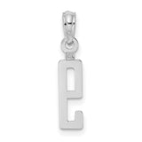 14k White Gold Number 9 Pendant Charm, Block Style Design, Polished Finish, Unisex