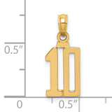 14k Yellow Gold Number 10 Pendant, Polished Open Design Sports Charm for Men and Women