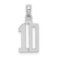 14k White Gold Number 10 Pendant, Polished Jersey or Sports Milestone Charm, Unisex