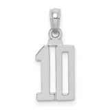 14k White Gold Number 10 Pendant, Polished Jersey or Sports Milestone Charm, Unisex