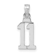 14k White Gold Number 11 Pendant, Bold Block Numerals, Unisex Sports Charm