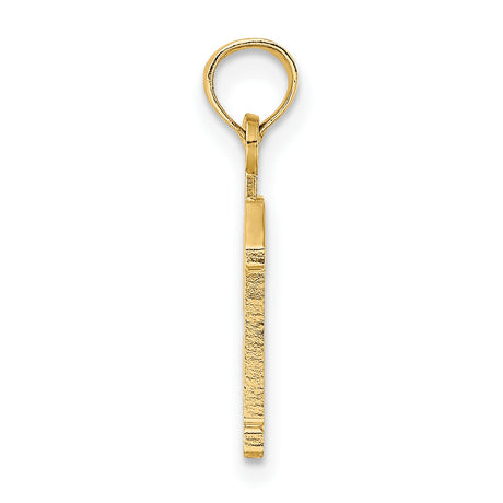 14k Yellow Gold Number 13 Pendant, Bold Block Numerals, Unisex Lucky Charm for Men or Women