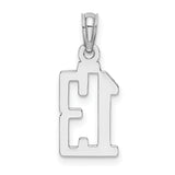 14k White Gold Number 13 Pendant, Bold Block Design, Unisex Charm for Men or Women