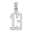 14k White Gold Number 13 Pendant, Bold Block Design, Unisex Charm for Men or Women
