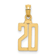 14k Yellow Gold Number 20 Pendant Charm with Polished Finish, Bold Modern Font