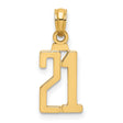 14k Yellow Gold Number 21 Pendant, Polished Milestone Charm, Unisex Birthday or Graduation