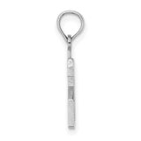 14k White Gold Number 21 Pendant, Polished Milestone Charm for 21st Birthday or Anniversary