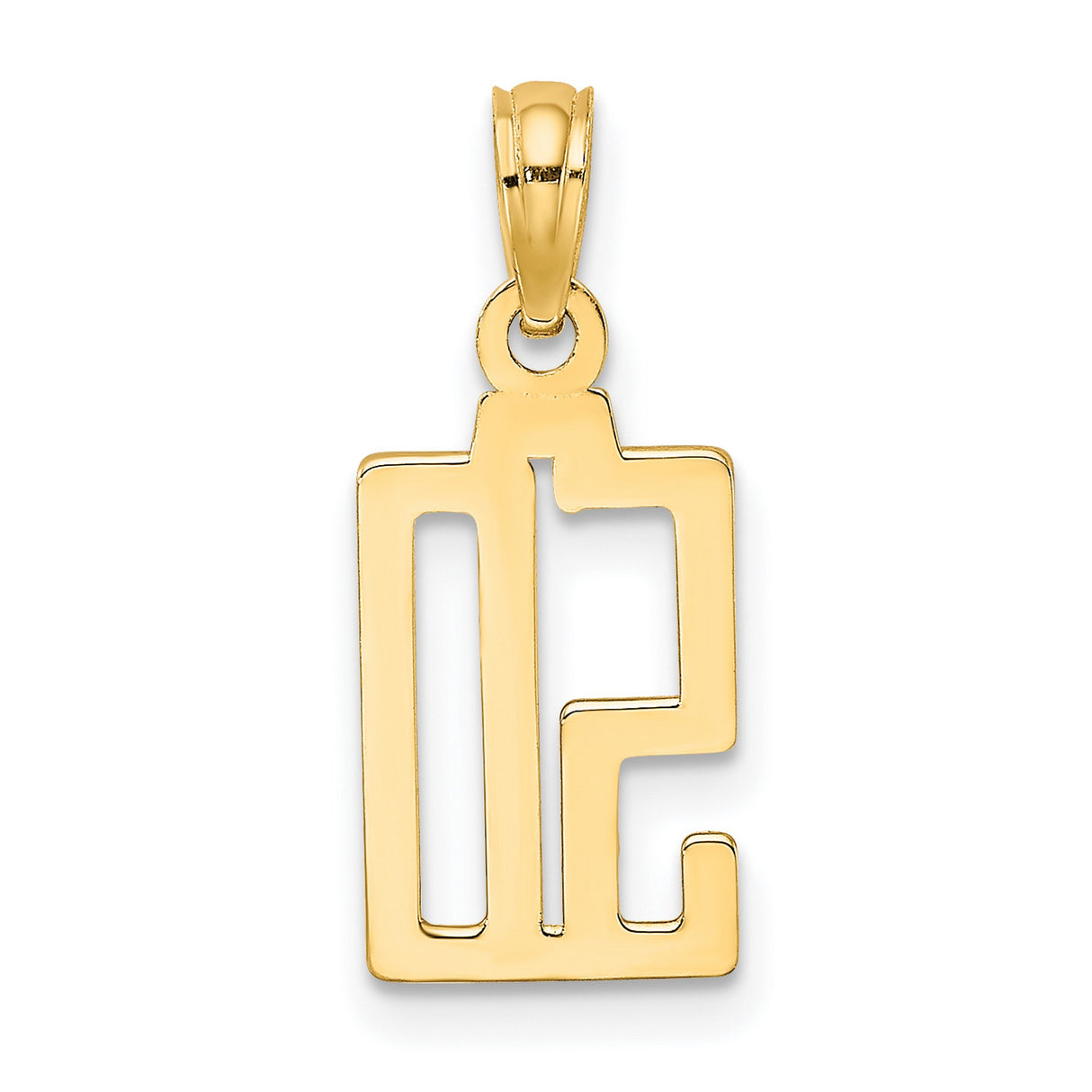 14k Yellow Gold Number 50 Pendant, Polished Bold Modern Numerals, Milestone Jewelry for Men and Women