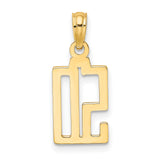 14k Yellow Gold Number 50 Pendant, Polished Bold Modern Numerals, Milestone Jewelry for Men and Women