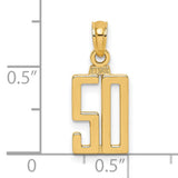 14k Yellow Gold Number 50 Pendant, Polished Bold Modern Numerals, Milestone Jewelry for Men and Women