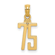 14k Yellow Gold Number 75 Pendant, Bold Polished Numeric Charm for Men or Women