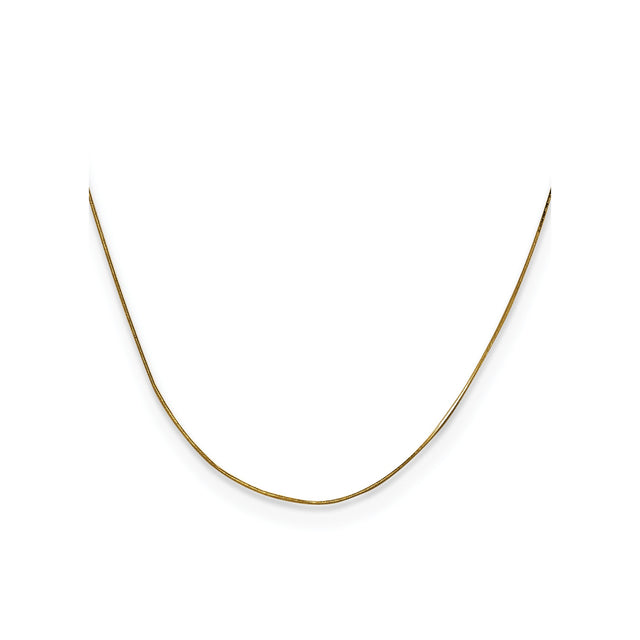 14K Yellow Gold 0.5 mm Polished Chain Necklace, Solid