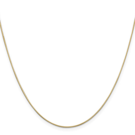 14K Yellow Gold 0.6 mm Polished Chain Necklace, Solid