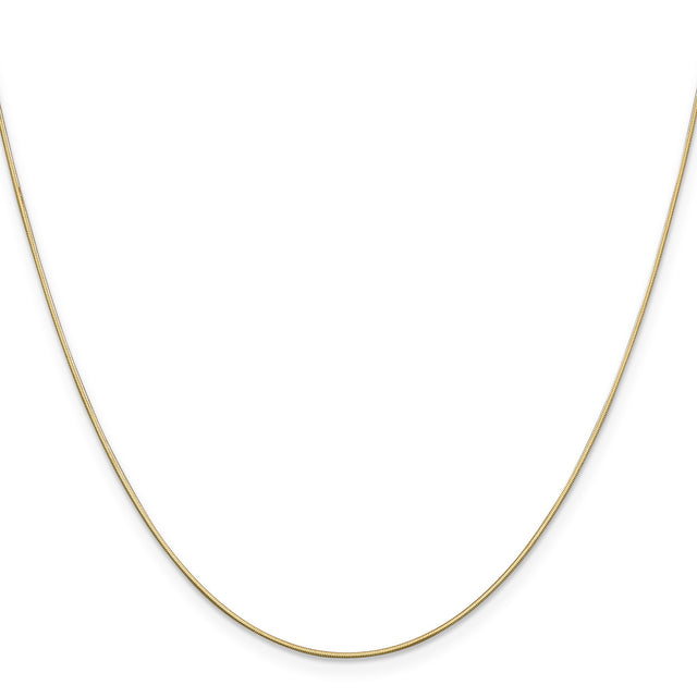 14K Yellow Gold 0.6 mm Polished Chain Necklace, Solid
