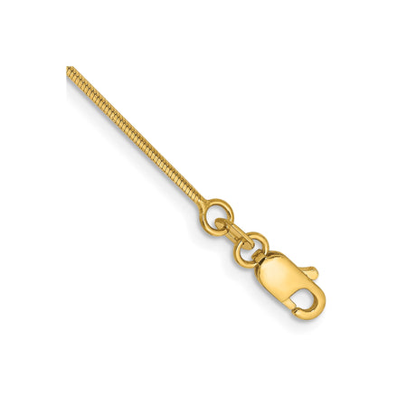 14K Yellow Gold 0.8 mm Polished Chain Anklet, Solid