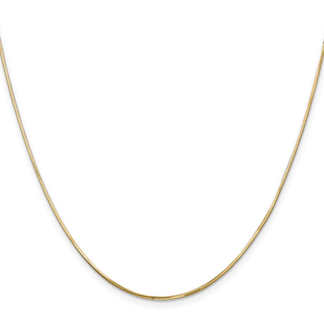 14K Yellow Gold 0.9 mm Polished Chain Necklace, Solid