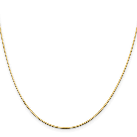 14K Yellow Gold 1 mm Polished Chain Necklace, Solid