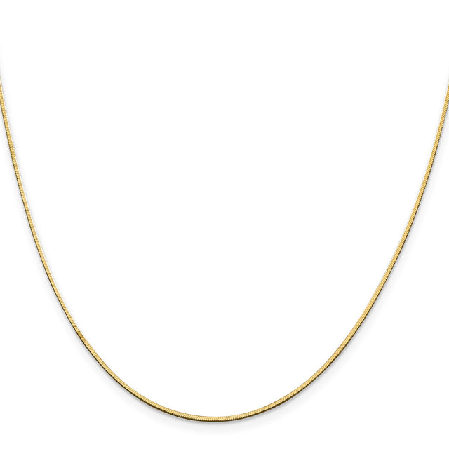 14K Yellow Gold 1 mm Polished Chain Necklace, Solid
