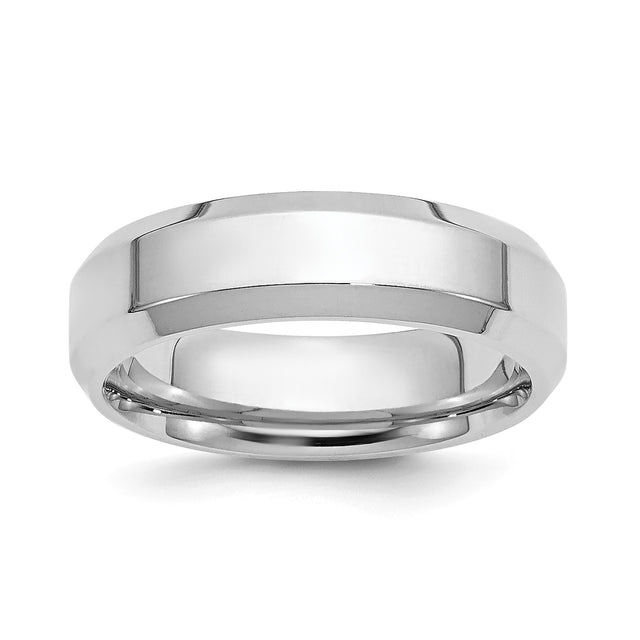 White Gold Knife Edge, Beveled Edge wedding band ring