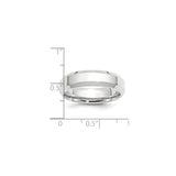White Gold Knife Edge, Beveled Edge wedding band ring shown for scale