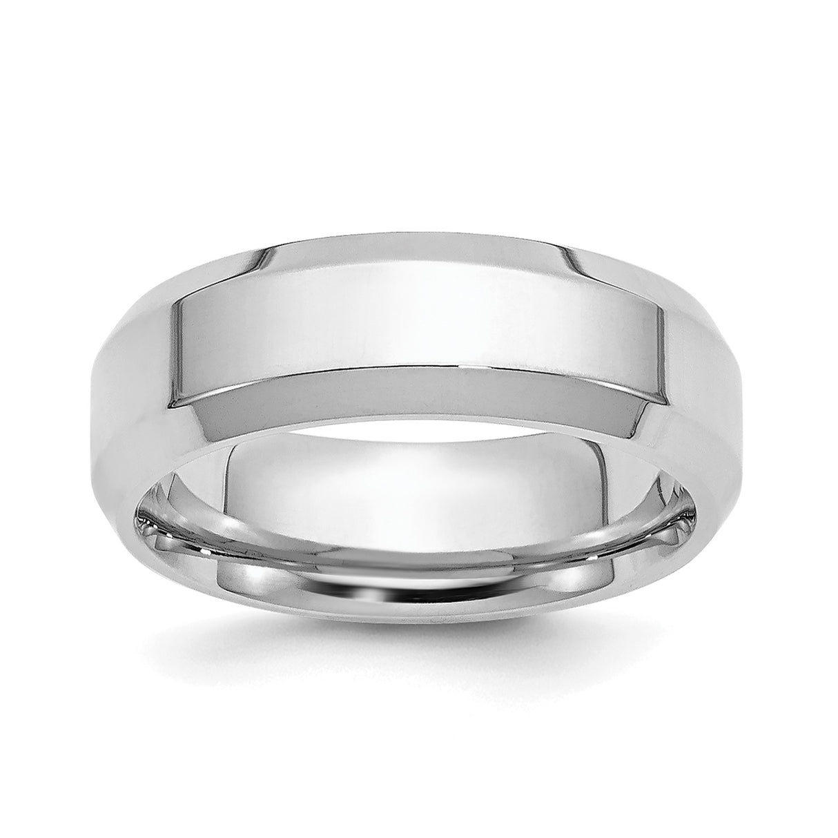White Gold Knife Edge, Beveled Edge wedding band ring