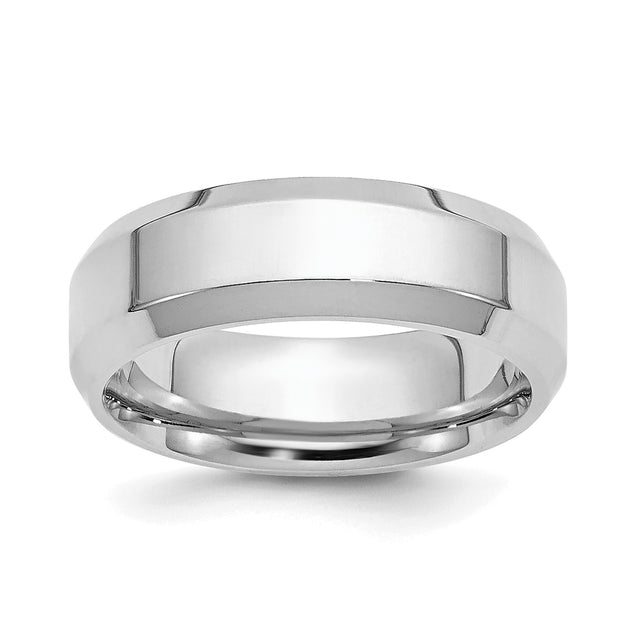 White Gold Knife Edge, Beveled Edge wedding band ring