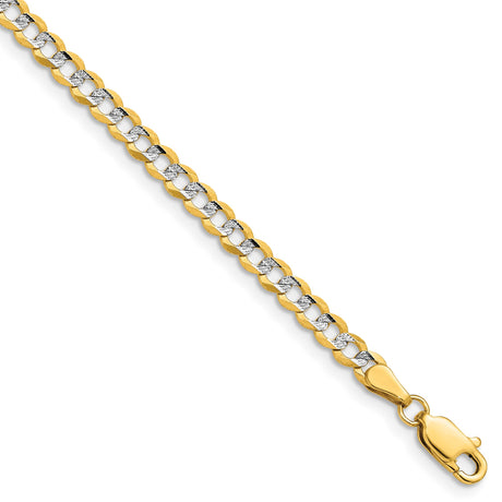 14K Yellow Gold 3.7 mm Polished Chain Bracelet, Solid shown for scale