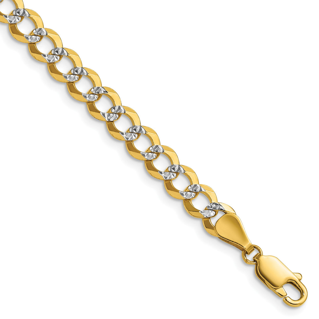 14K Yellow Gold 5.9 mm Polished Chain Bracelet, Solid shown for scale
