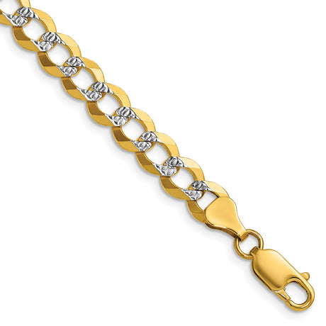 14K Yellow Gold 7.2 mm Polished Chain Bracelet, Solid shown for scale