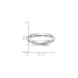 White Gold Comfort Fit wedding band ring shown for scale