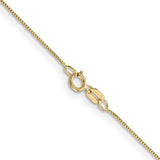 14K Yellow Gold 0.5 mm Box Chain Anklet, Polished alternate angle